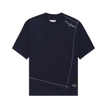 메종마르지엘라 남성 크루넥 네이비 반팔티 - Maison Margiela Mens Navy Tshirts 