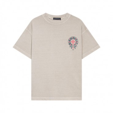 크롬하츠 남성 베이지 크루넥 반팔티 - Chrom Hearts Mens Beige Short sleeved T