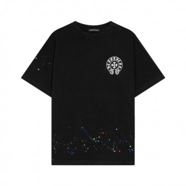 크롬하츠 남성 블랙 크루넥 반팔티 - Chrom Hearts Mens Black Short sleeved T