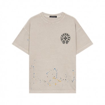 크롬하츠 남성 베이지 크루넥 반팔티 - Chrom Hearts Mens Beige Short sleeved T