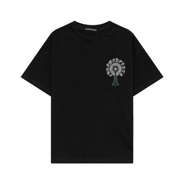 크롬하츠 남성 블랙 크루넥 반팔티 - Chrom Hearts Mens Black Short sleeved T