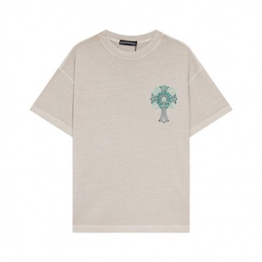 크롬하츠 남성 베이지 크루넥 반팔티 - Chrom Hearts Mens Beige Short sleeved T