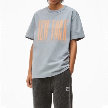 알렉산더왕 남성 이니셜 소라 반팔티 - Alexander wang Mens Blue Short sleeved Tshirts 