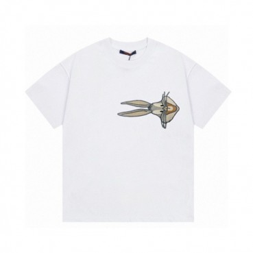루이비통 남성 화이트 크루넥 반팔티 - Louis vuitton Mens White Short sleeved T