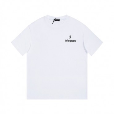 입생로랑 남성 화이트 크루넥 반팔티 - Saint laurent White Short sleeved Tshirts 