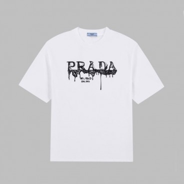 프라다 남성 화이트 반팔티 - Prada Mens White Tshirts 