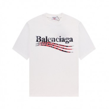 발렌시아가 남성 크루넥 화이트 반팔티 - Balenciaga Mens White Short sleeved T