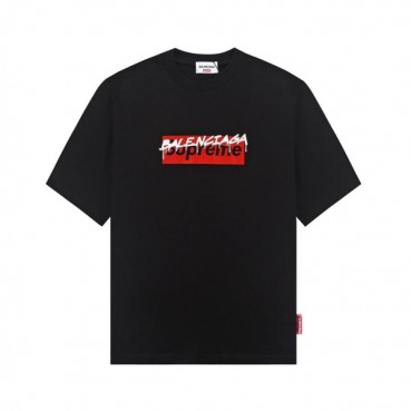 발렌시아가 남성 크루넥 블랙 반팔티 - Balenciaga Mens Black Short sleeved T