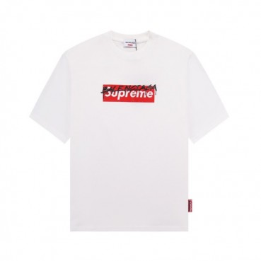 발렌시아가 남성 크루넥 화이트 반팔티 - Balenciaga Mens White Short sleeved T