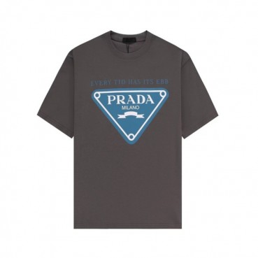 프라다 남성 그레이 크루넥 반팔티 - Prada Mens Gray Short sleeved Tshirts 