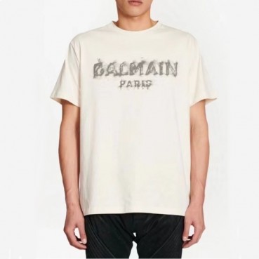 발망 남성 유니크 화이트 반팔티 - Balmain Mens White Tshirts 