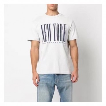 알렉산더왕 남성 이니셜 그레이 반팔티 - Alexander wang Mens Gray Short sleeved Tshirts 