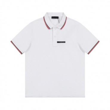 프라다 남성 화이트 폴로 반팔티 - Prada Mens White Short sleeved Tshirts 