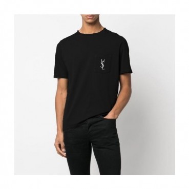 입생로랑 남성 블랙 크루넥 반팔티 - Saint laurent Black Short sleeved Tshirts 