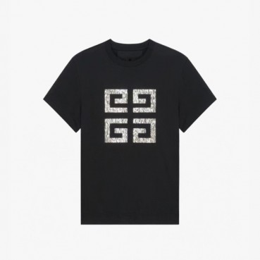 지방시 남/녀 크루넥 블랙 반팔티 - Givenchy Unisex Black Short Sleeved Tshirts 