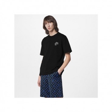 루이비통 남성 블랙 크루넥 반팔티 - Louis vuitton Mens Black Short sleeved Tshirts 