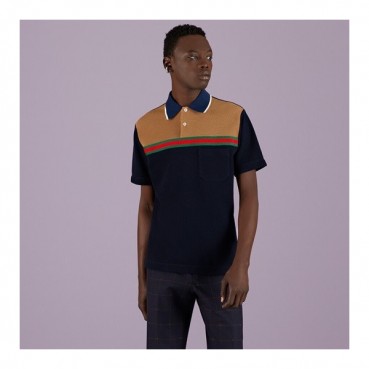 구찌 남성 블루 폴로 반팔티 - Gucci Mens Blue Short sleeved T