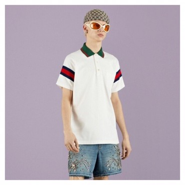 구찌 남성 화이트 폴로 반팔티 - Gucci Mens White Short sleeved T