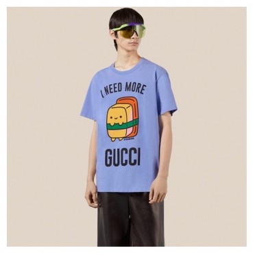 구찌 남/녀 퍼플 크루넥 반팔티 - Gucci Unisex Purple Short sleeved T