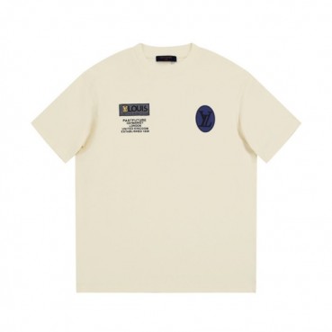 루이비통 남성 아이보리 크루넥 반팔티 - Louis vuitton Mens Ivory Short sleeved Tshirts 