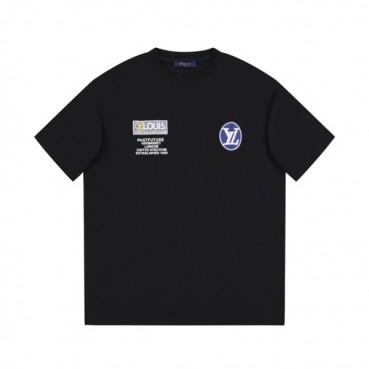 루이비통 남성 블랙 크루넥 반팔티 - Louis vuitton Mens Black Short sleeved T