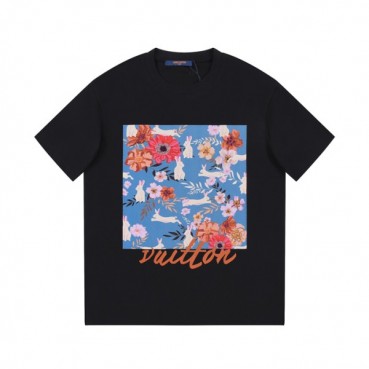 루이비통 남성 블랙 크루넥 반팔티 - Louis vuitton Mens Black Short sleeved T