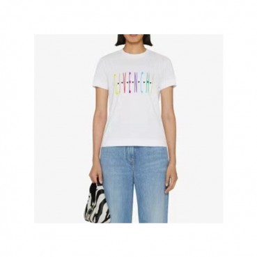 지방시 남/녀 크루넥 화이트 반팔티 - Givenchy Unisex White Short Sleeved Tshirts 