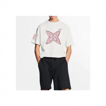 루이비통 남성 화이트 크루넥 반팔티 - Louis vuitton Mens White Short sleeved T