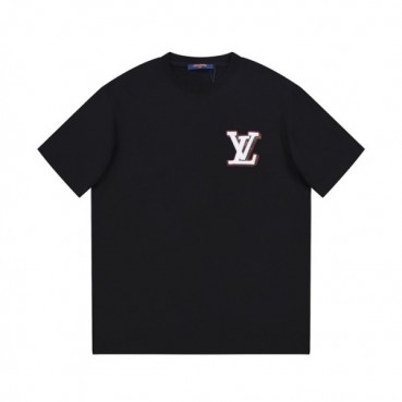 루이비통 남성 블랙 크루넥 반팔티 - Louis vuitton Mens Black Short sleeved T