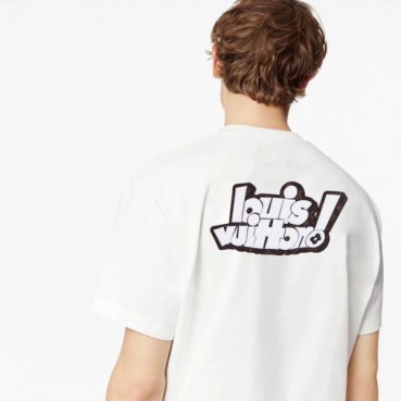 루이비통 남성 화이트 크루넥 반팔티 - Louis vuitton Mens White Short sleeved T