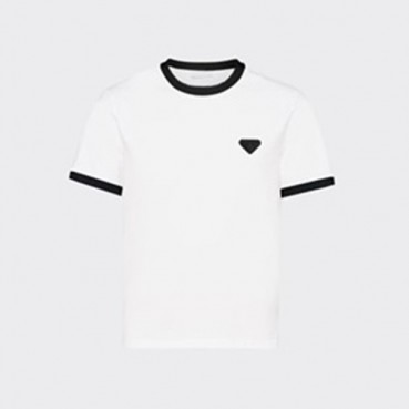 프라다 남성 화이트 크루넥 반팔티 - Prada Mens White Short sleeved Tshirts 