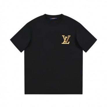루이비통 남성 블랙 크루넥 반팔티 - Louis vuitton Mens Black Short sleeved T