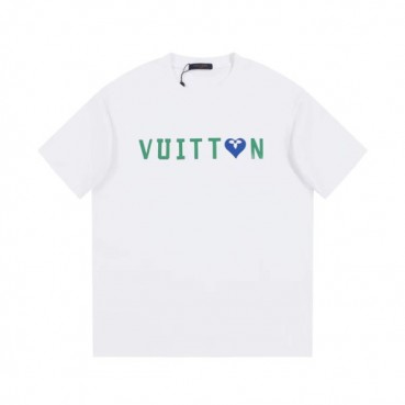 루이비통 남성 화이트 크루넥 반팔티 - Louis vuitton Mens White Short sleeved T
