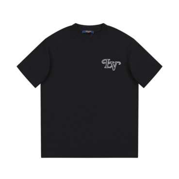 루이비통 남성 블랙 크루넥 반팔티 - Louis vuitton Mens Black Short sleeved T