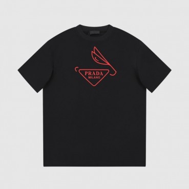 프라다 남성 블랙 크루넥 반팔티 - Prada Mens Black Short sleeved Tshirts 