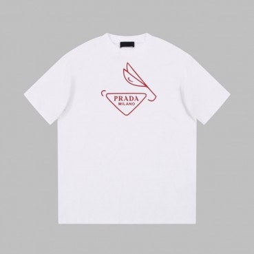 프라다 남성 화이트 크루넥 반팔티 - Prada Mens White Short sleeved Tshirts 