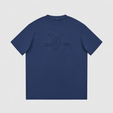 루이비통 남성 네이비 크루넥 반팔티 - Louis vuitton Mens Navy Short sleeved T