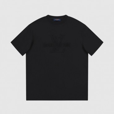 루이비통 남성 블랙 크루넥 반팔티 - Louis vuitton Mens Black Short sleeved T