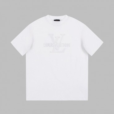 루이비통 남성 화이트 크루넥 반팔티 - Louis vuitton Mens White Short sleeved T