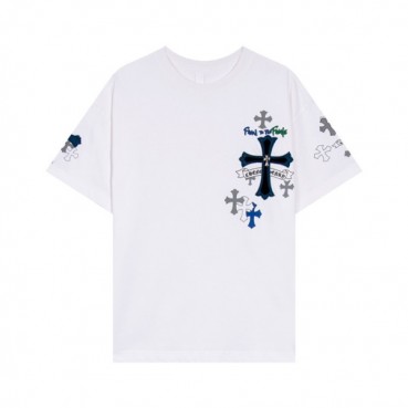 크롬하츠 남성 화이트 크루넥 반팔티 - Chrom Hearts Mens White Short sleeved T