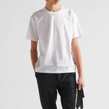 프라다 남성 화이트 크루넥 반팔티 - Prada Mens White Short sleeved Tshirts 