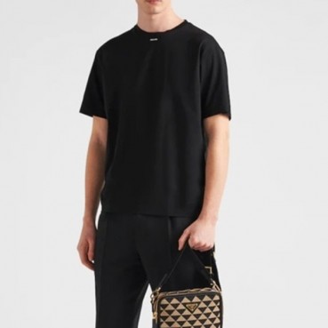 프라다 남성 블랙 크루넥 반팔티 - Prada Mens Black Short sleeved Tshirts 