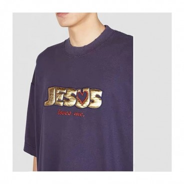 베트멍 남/녀 트렌디 네이비 반팔티 - Vetements Unisex Navy Tshirts 