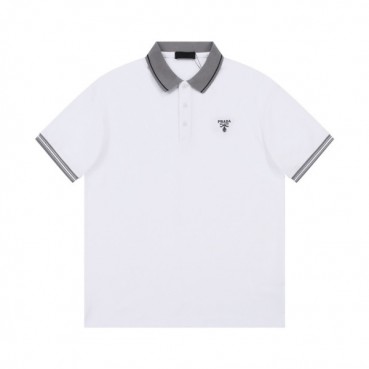 프라다 남/녀 화이트 폴로 반팔티 - Prada Unisex White Short sleeved Tshirts 