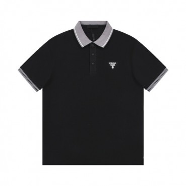 프라다 남/녀 블랙 폴로 반팔티 - Prada Unisex Black Short sleeved Tshirts 