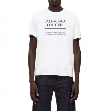 발렌시아가 남성 크루넥 화이트 반팔티 - Balenciaga Mens White Short sleeved T