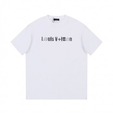 루이비통 남성 화이트 크루넥 반팔티 - Louis vuitton Mens White Short sleeved T