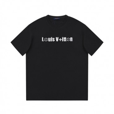 루이비통 남성 블랙 크루넥 반팔티 - Louis vuitton Mens Black Short sleeved T