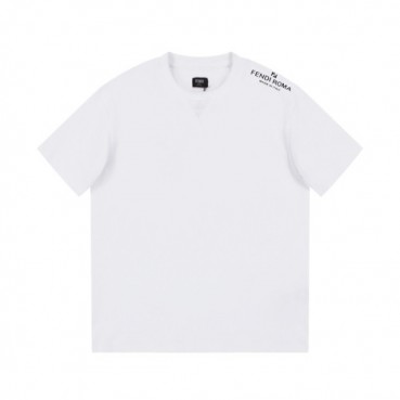펜디 남성 화이트 크루넥 반팔티 - Fendi Mens White Short sleeved T