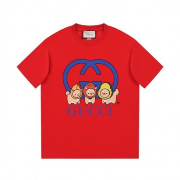 구찌 남/녀 레드 크루넥 반팔티 - Gucci Unisex Red Short sleeved T